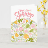 Welcome Spring Greeting Card Floral Arrangement カード (黄色い花)