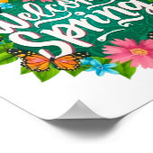 Welcome spring Monarch Butterfly Flowers ポスター (角)