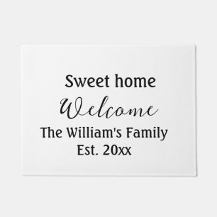 Welcome sweet home 家族名 年 Est. テキスト ドアマット