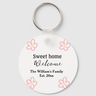 Welcome sweet home add family name year Est. Text  キーホルダー