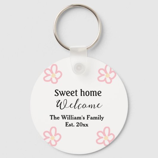 Welcome sweet home add family name year Est. Text  キーホルダー (正面)
