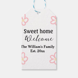 Welcome sweet home add family name year Est. Text  ギフトタグ