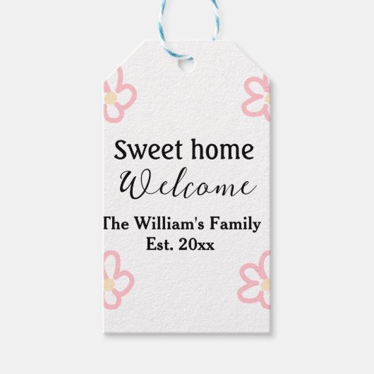 Welcome sweet home add family name year Est. Text  ギフトタグ (正面)