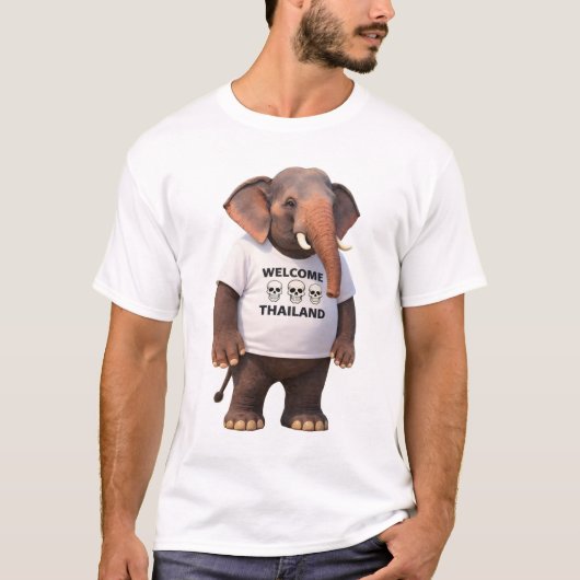 Welcome Thailand Elephant Skull Tシャツ (正面)