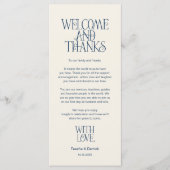 Welcome & Thanks, Place Setting Thank You Card プログラム (正面)