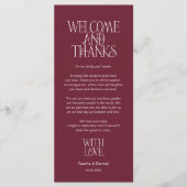 Welcome & Thanks, Place Setting Thank You Card プログラム (正面)