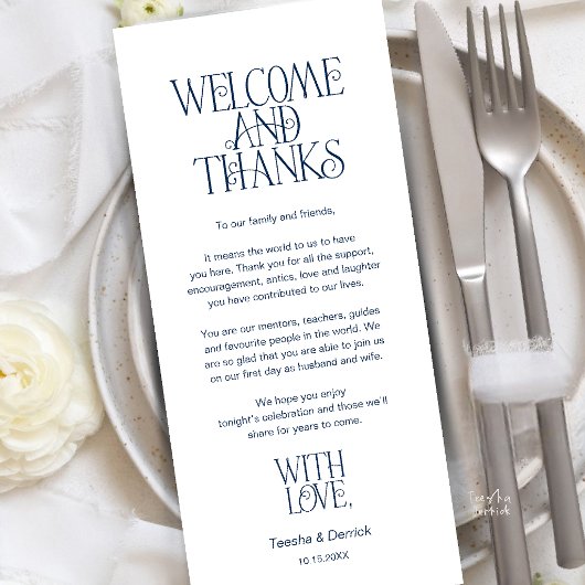 Welcome & Thanks, Place Setting Thank You Card プログラム