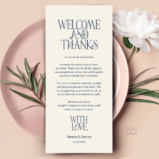Welcome & Thanks, Place Setting Thank You Card プログラム