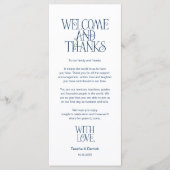 Welcome & Thanks, Place Setting Thank You Card プログラム (正面)