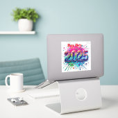 Welcome the New Year Sticker Design シール (デスク上のノートパソコン)