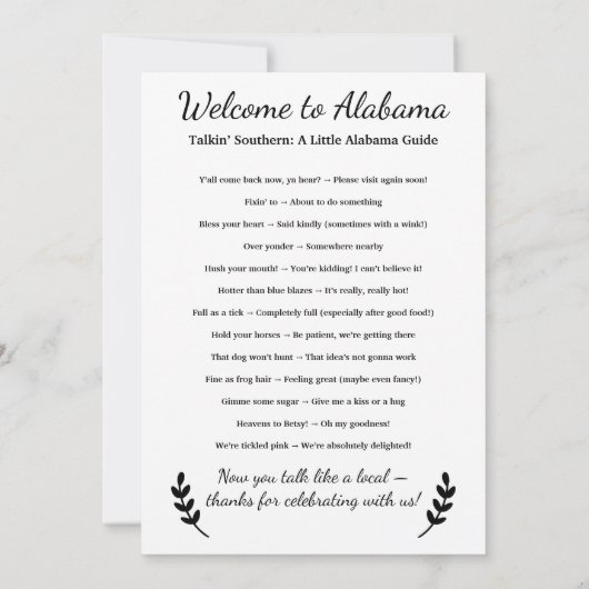 Welcome to Alabama Personalized with Local Phrases (裏面)