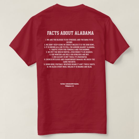 Welcome to Alabama Tシャツ (デザイン裏面)