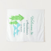 welcome to baby shower name blue green tree hill  タペストリー (正面(横))