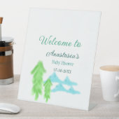 welcome to baby shower name blue green tree hill  台座サイン (インサイチュ)