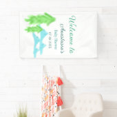 welcome to baby shower name blue green tree hill  横断幕 (インサイチュ)