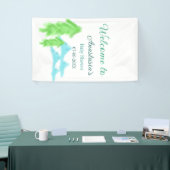 welcome to baby shower name blue green tree hill  横断幕 (トレードショー)