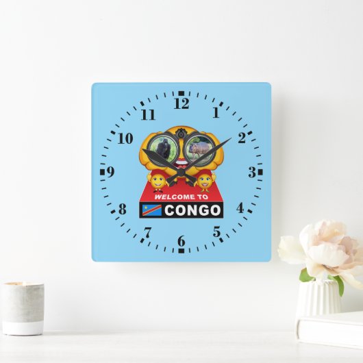 Welcome to Congo スクエア壁時計 (ホーム)