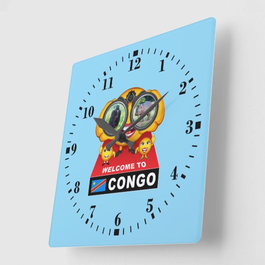 Welcome to Congo スクエア壁時計 (傾斜)