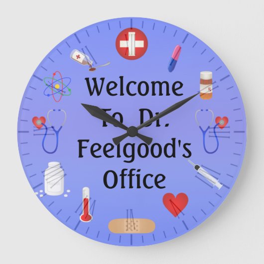 Welcome To Doctor's Office Customizable Clock ラージ壁時計 (正面)