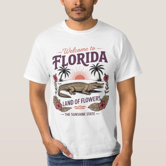 Welcome to Florida Alligator Sunshine State Est. Tシャツ (正面)