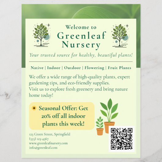 Welcome to Greenleaf Nursery Branding Flyer チラシ (正面)