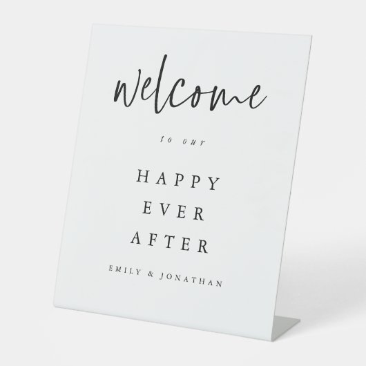 Welcome to Happy Ever After 結婚's白黒 台座サイン (正面)