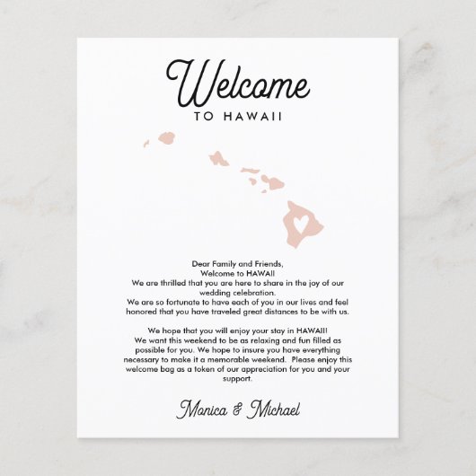 WELCOME TO HAWAIIレター&旅程ANY COLOR (正面)