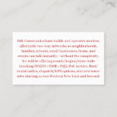 Welcome to JML Communications 名刺 (裏面)