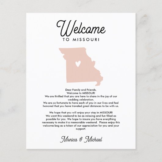 WELCOME TO MISSOURI Letter & Itinerary ANY COLOR (正面)