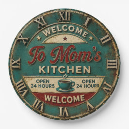 Welcome to Mom's Kitchen Vintage Coffee Farmhouse ペーパープレート