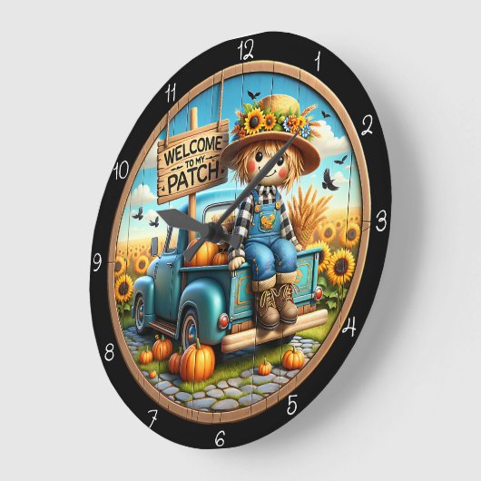 Welcome To My Patch Scarecrow ラージ壁時計 (傾斜)