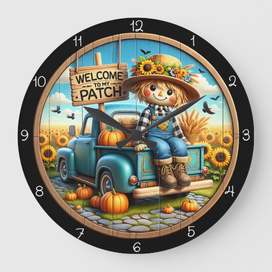 Welcome To My Patch Scarecrow ラージ壁時計 (正面)