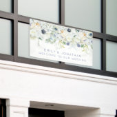 Welcome To Names 結婚 White Boho花模様 横断幕 (ビルの外側)