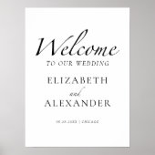 Welcome to our'結婚's Black & White Welcome Sign ポスター (正面)
