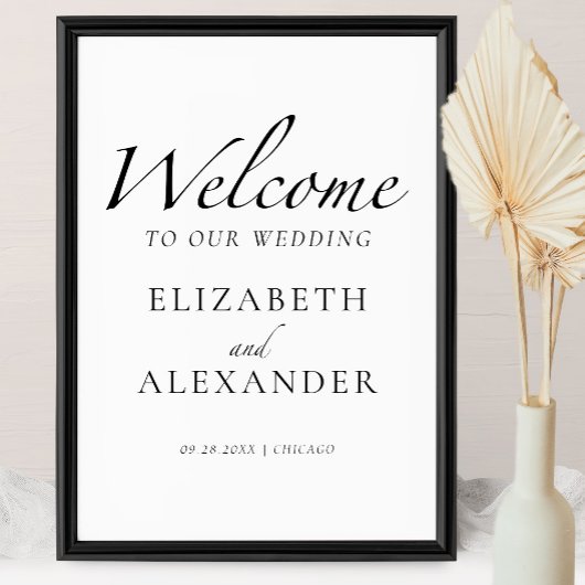 Welcome to our'結婚's Black & White Welcome Sign ポスター