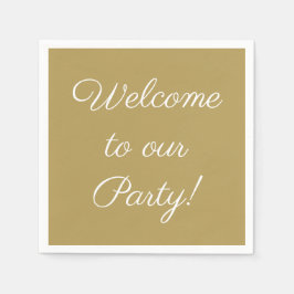 'Welcome to our パーティー'スクリプトエレガント文字金ゴールド スタンダードカクテルナプキン