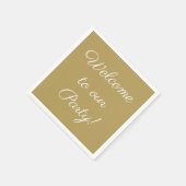 'Welcome to our パーティー'スクリプトエレガント文字金ゴールド スタンダードカクテルナプキン (角)