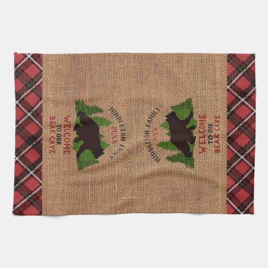 Welcome to our Bear Cave キッチンタオル (横)