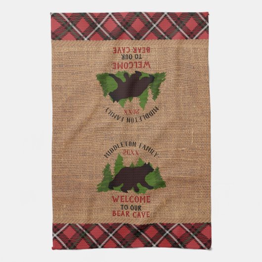 Welcome to our Bear Cave キッチンタオル (縦)