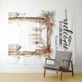 Welcome to Our Beginning – Rustic Wedding Backdrop タペストリー (インサイチュ(横))