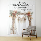 Welcome to Our Beginning – Rustic Wedding Backdrop タペストリー (インサイチュ)