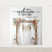 Welcome to Our Beginning – Rustic Wedding Backdrop タペストリー (正面)