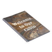 Welcome to Our Cabin Brown Woodgrain Photo Guest ノートブック (右側)