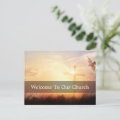 Welcome To Our Church Sunrise Dove Visitors ポストカード (スタンド正面)