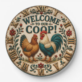 Welcome to Our Coop Chicken Farmhouse ペーパープレート