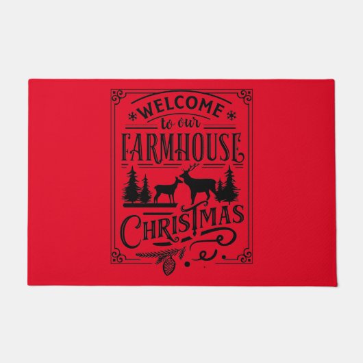 Welcome to Our Farmhouseクリスマス ドアマット (正面)