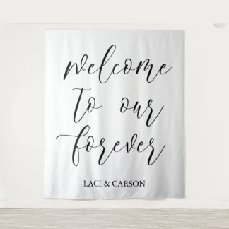 「Welcome to Our Forever」のタペストリー結婚の背景 タペストリー