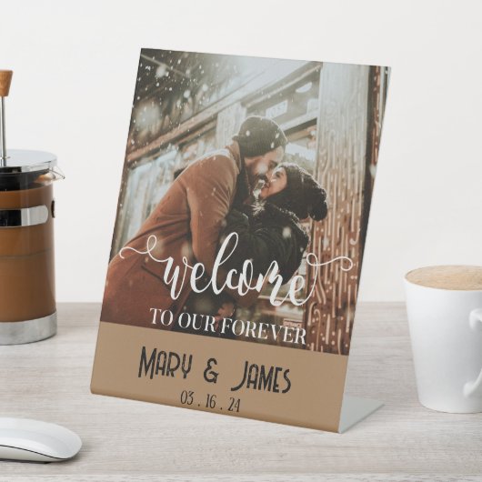 Welcome to Our forever Photograph Custom Wedding P 台座サイン (インサイチュ)