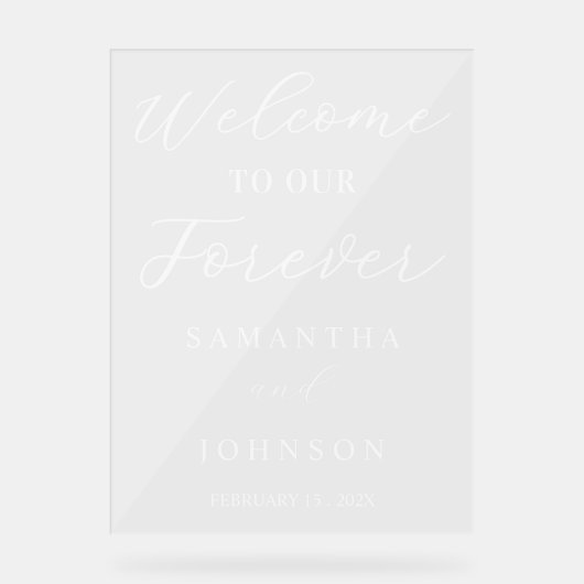 Welcome to Our Forever Script Wedding Welcome アクリルサイン (正面)
