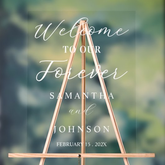 Welcome to Our Forever Script Wedding Welcome アクリルサイン (ニュートラル)